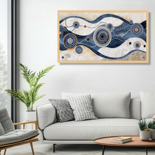 Abstract Cosmic Flow Canvas Wall Art, Blue Celestial Modern Print