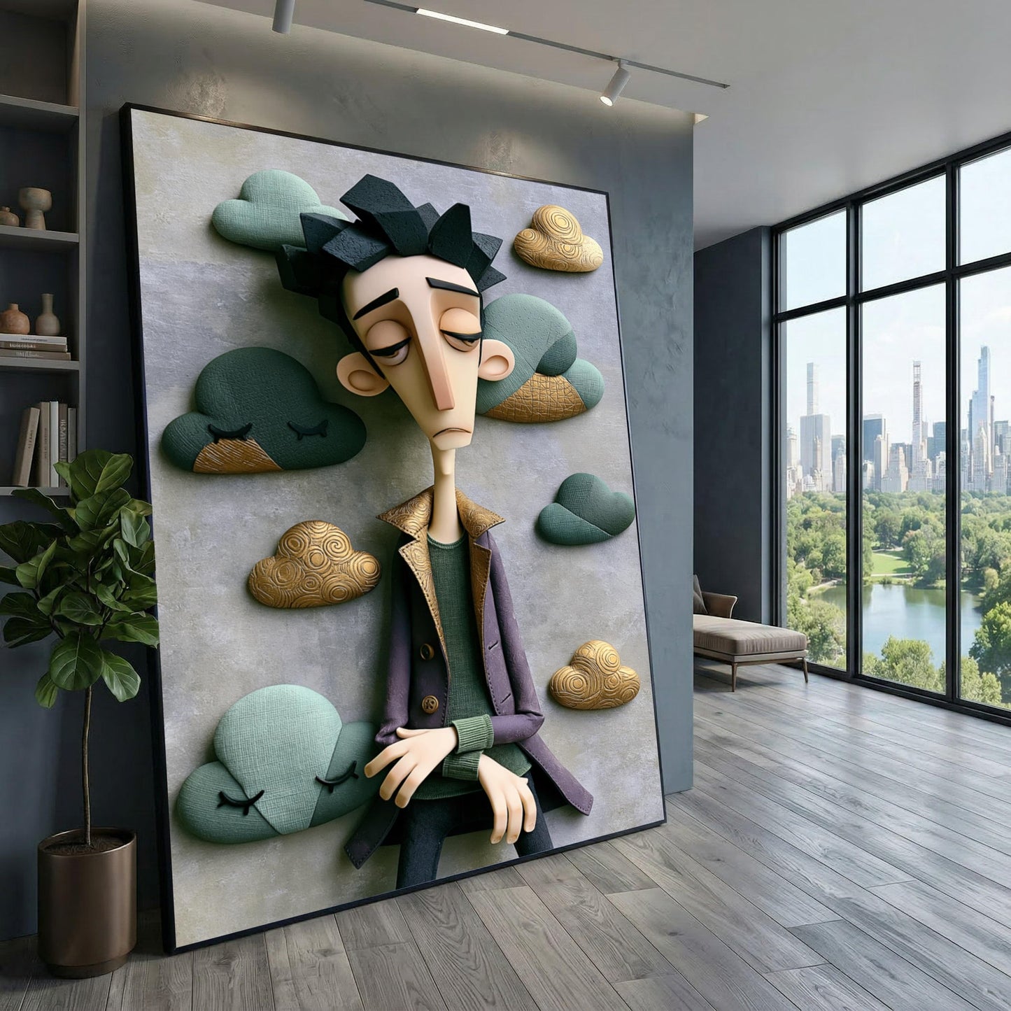 Melancholic Dreamer Canvas Wall Art, Moody Figurative Print, Elegant Emotional Home Decor