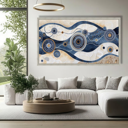 Abstract Cosmic Flow Canvas Wall Art, Blue Celestial Modern Print