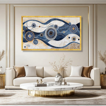 Abstract Cosmic Flow Canvas Wall Art, Blue Celestial Modern Print